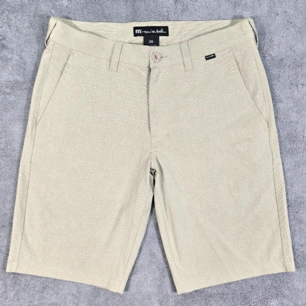 TravisMathew Performance Golf Shorts Mens 30 Tan Khaki Excellent Stretch Chino